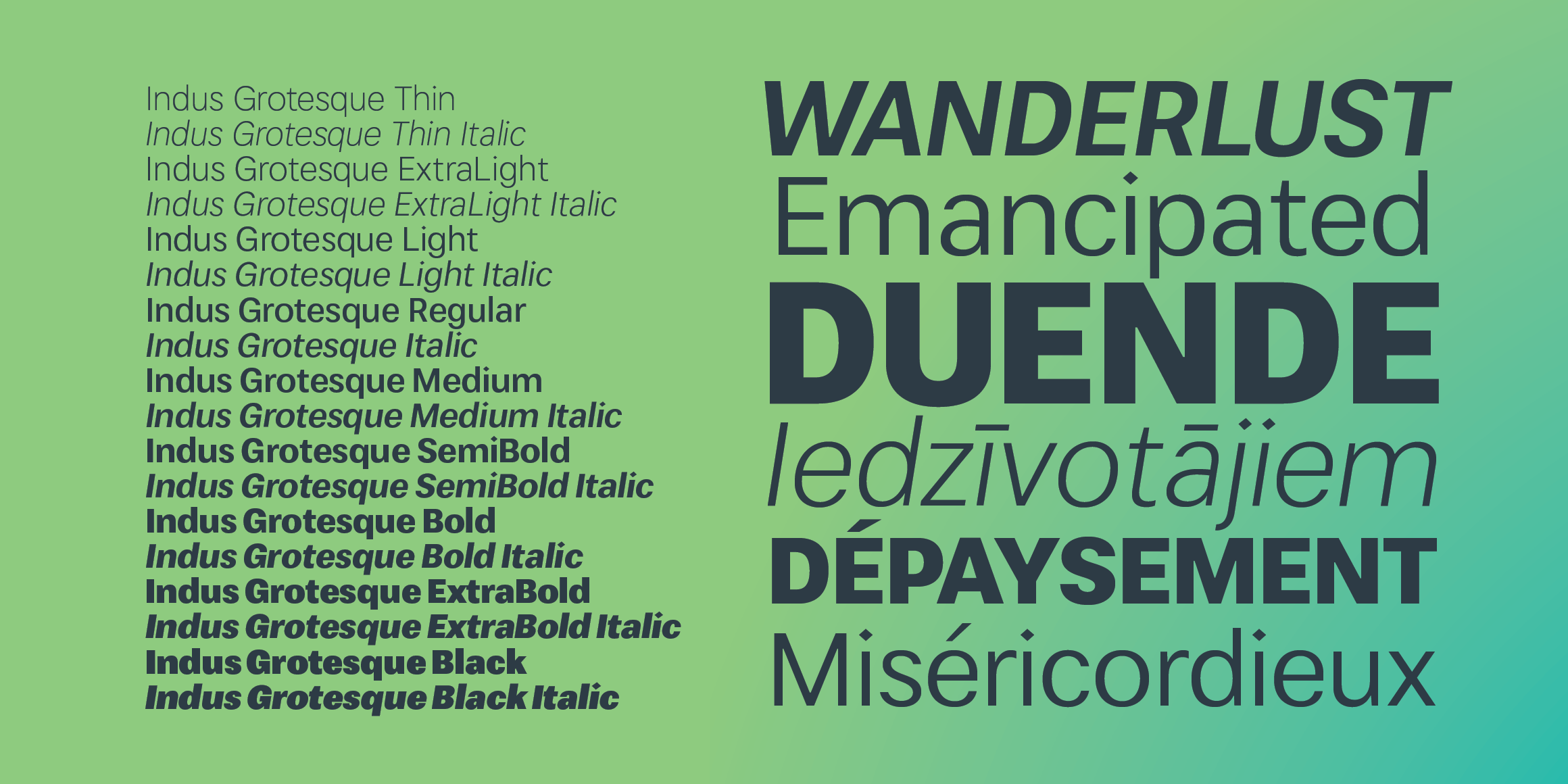 Indus Grotesque font in use