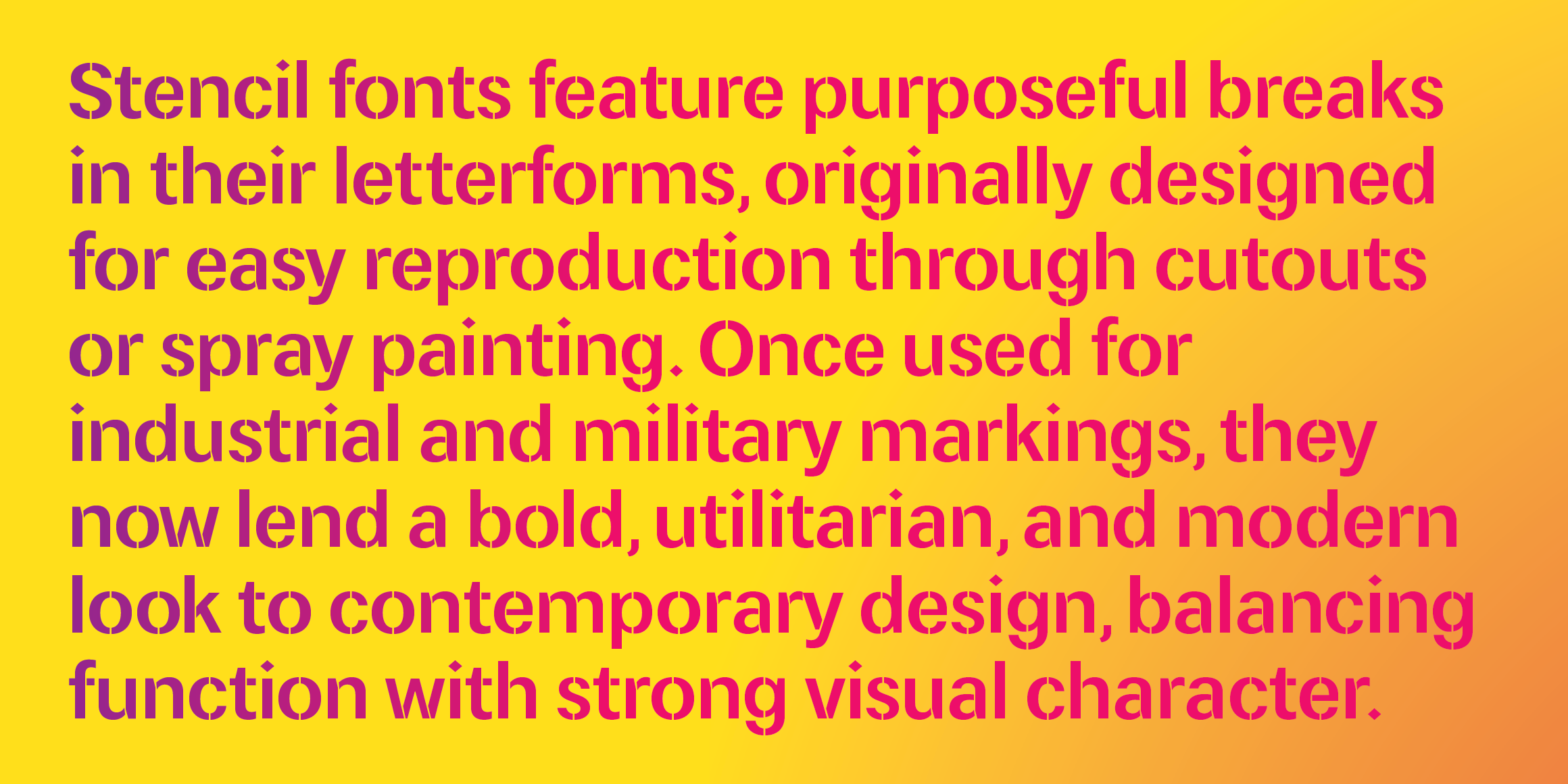 Indus Stencil font in use