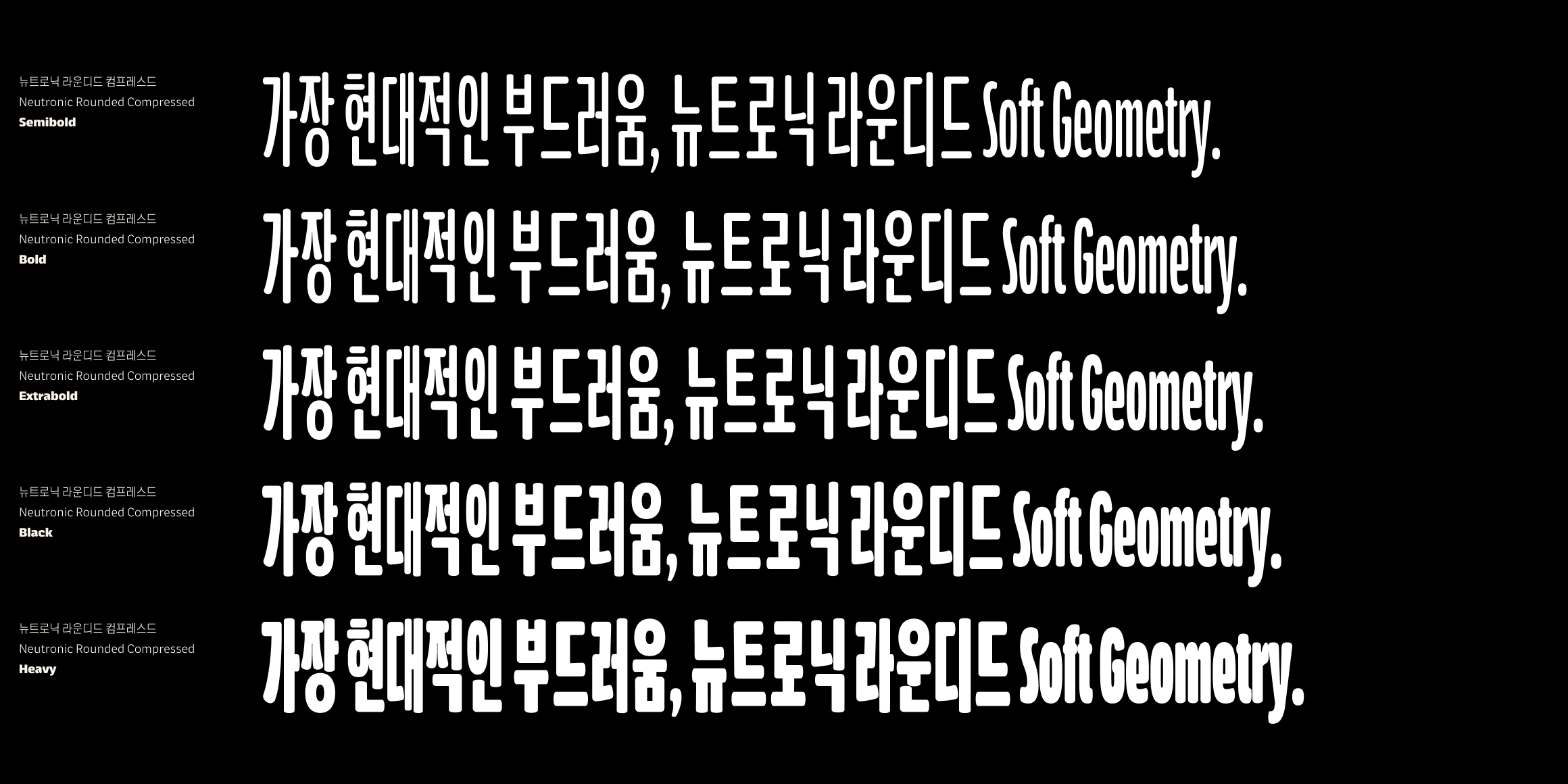 뉴트로닉한글 라운디드 컴프레스드 font in use