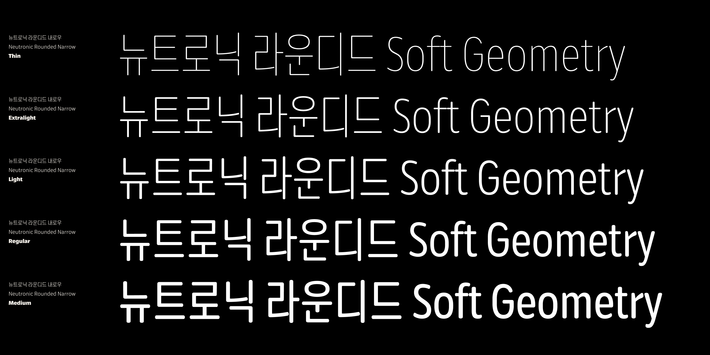 뉴트로닉한글 라운디드 내로우 font in use