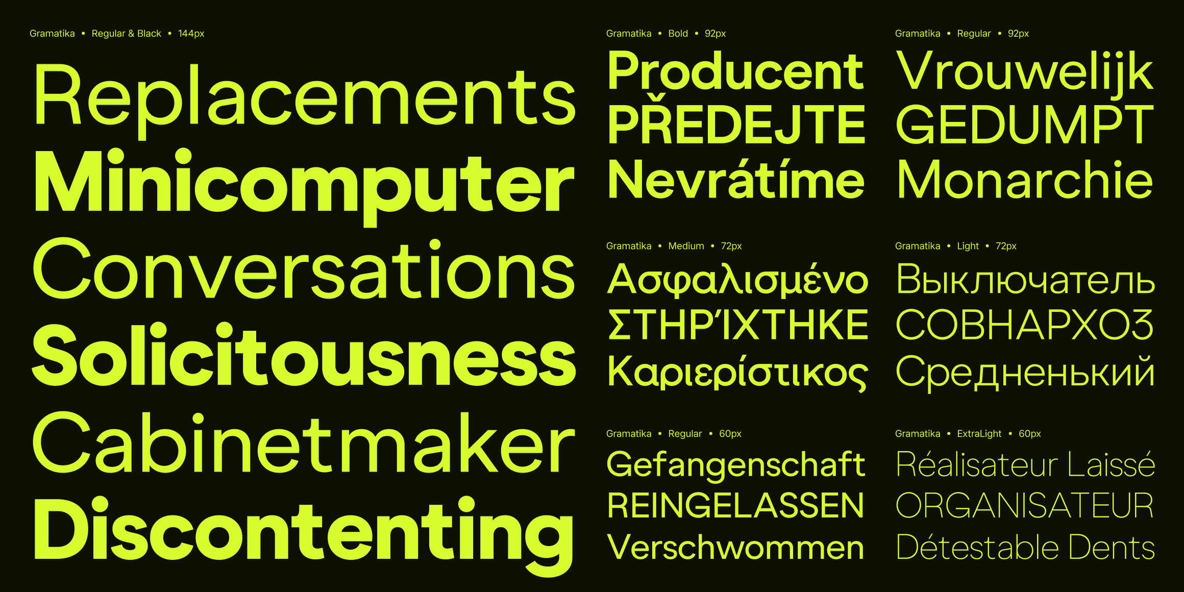 Gramatika font in use