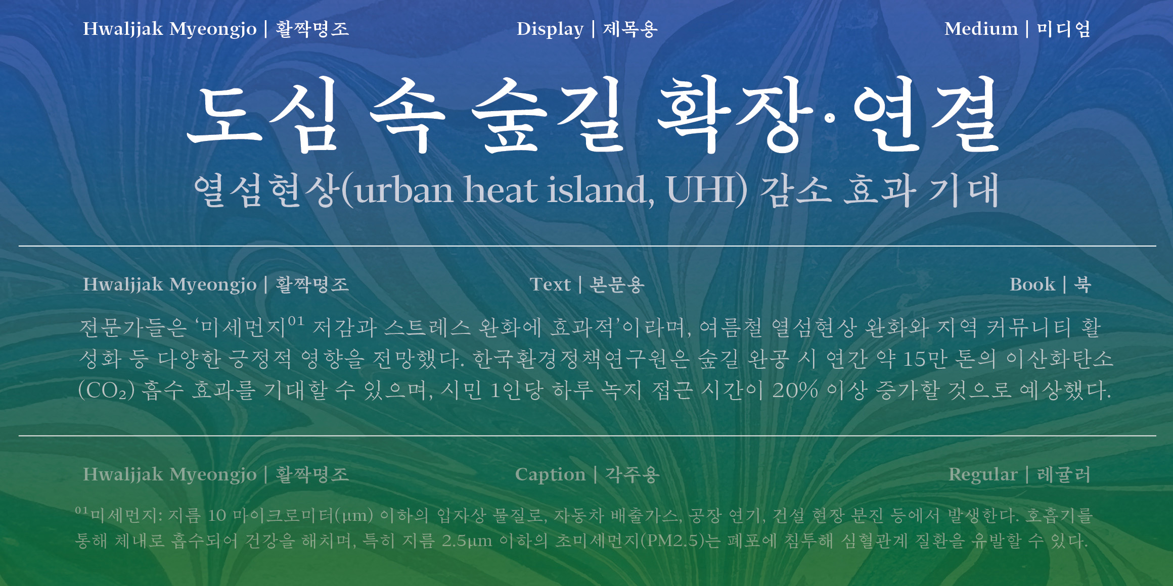 활짝명조 제목용 font in use