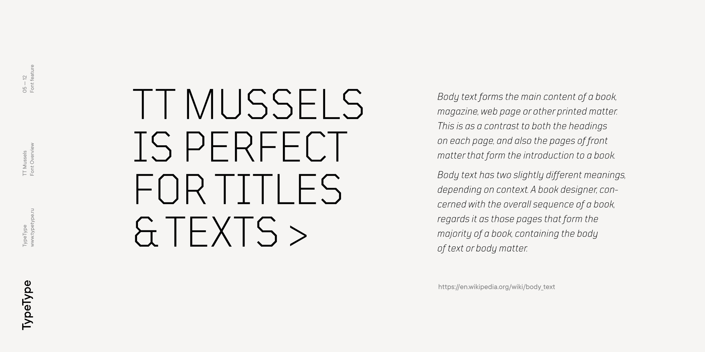 TT Mussels Basic font in use